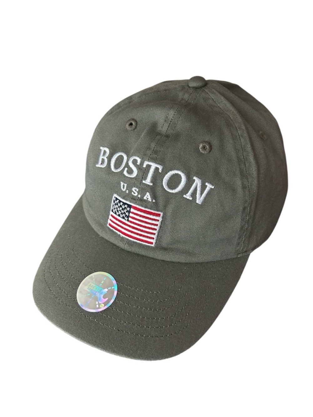 Bay State Apparel Boston Embroidered USA Patch Adjustable Gray Baseball Hat